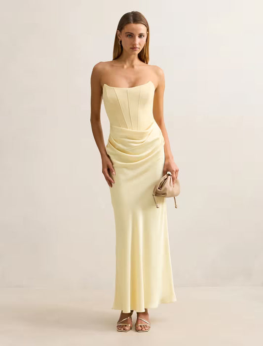 Isra Drape Strapless Maxi Dress