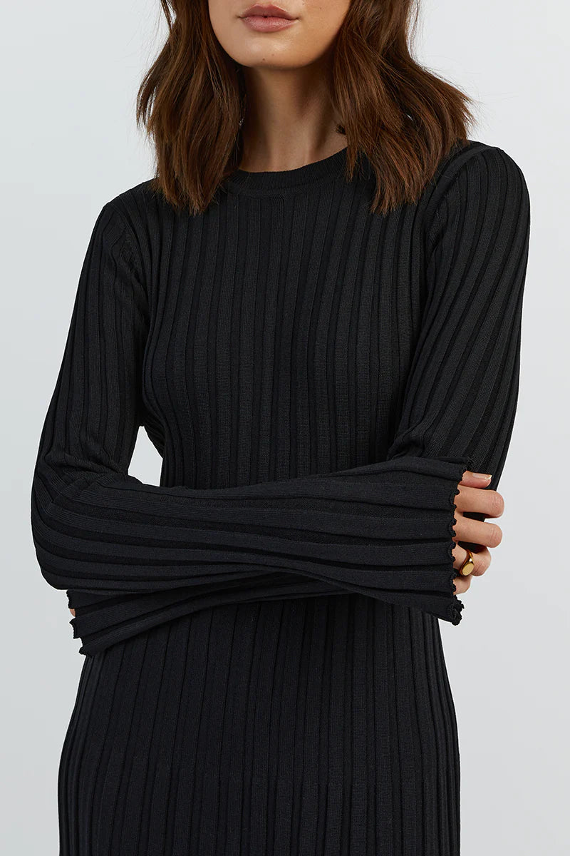 Ada Long Sleeve Midi - Black