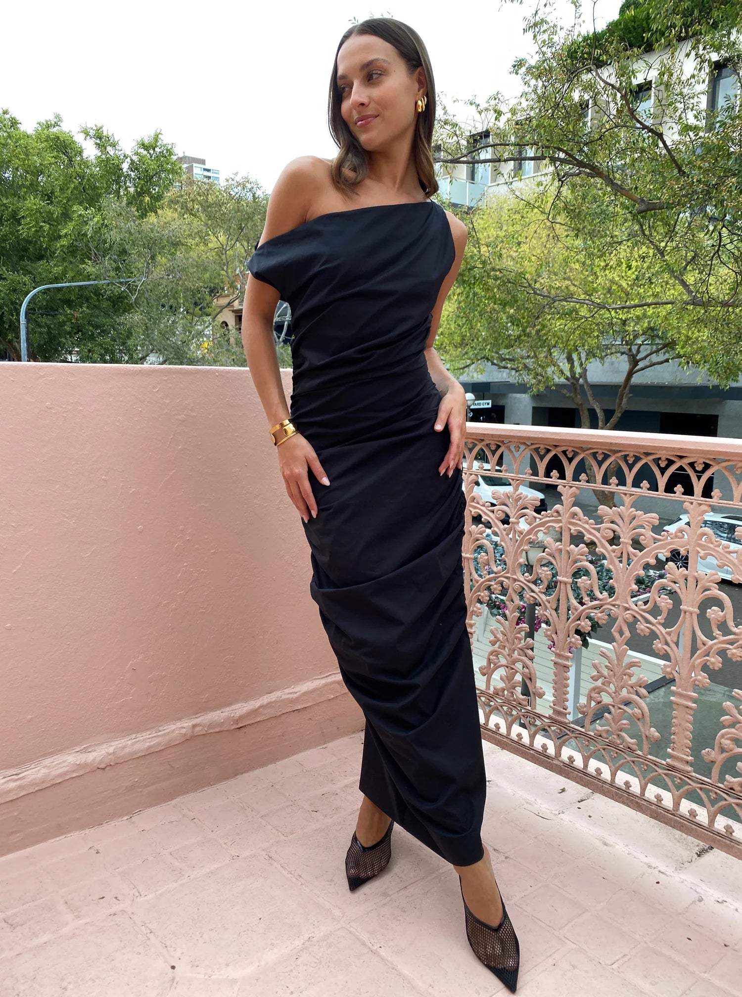 issy one shoulder midi dress Issy