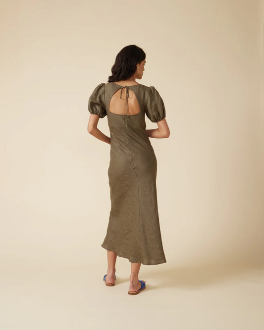 Kos Linen Midi - Khaki