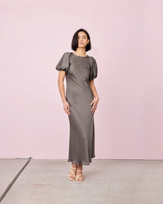 Kendall Satin dress - Charcoal