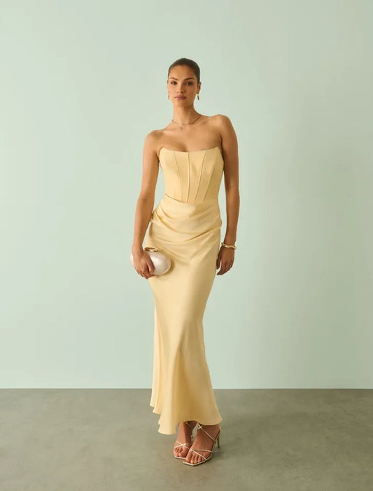Isra Drape Strapless Maxi Dress