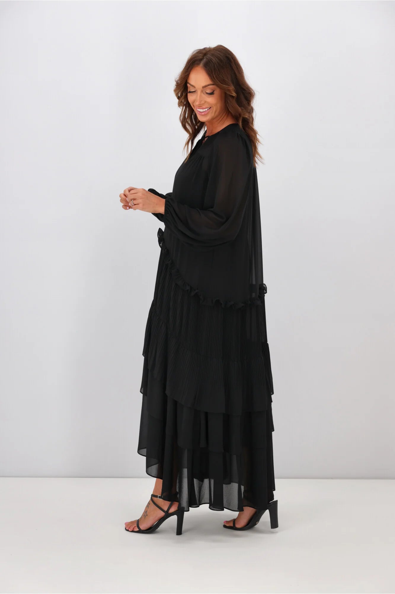 Rosalie Micropleat Tiered Dress