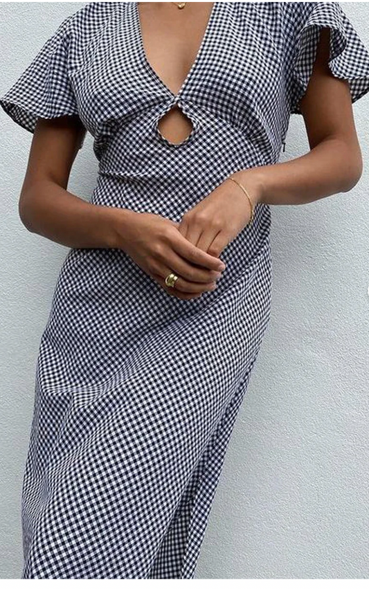 Clover Midi - Black Gingham