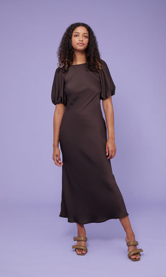 Kendall Satin dress - Espresso (10)