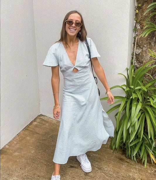 Clover Midi - Blue Gingham