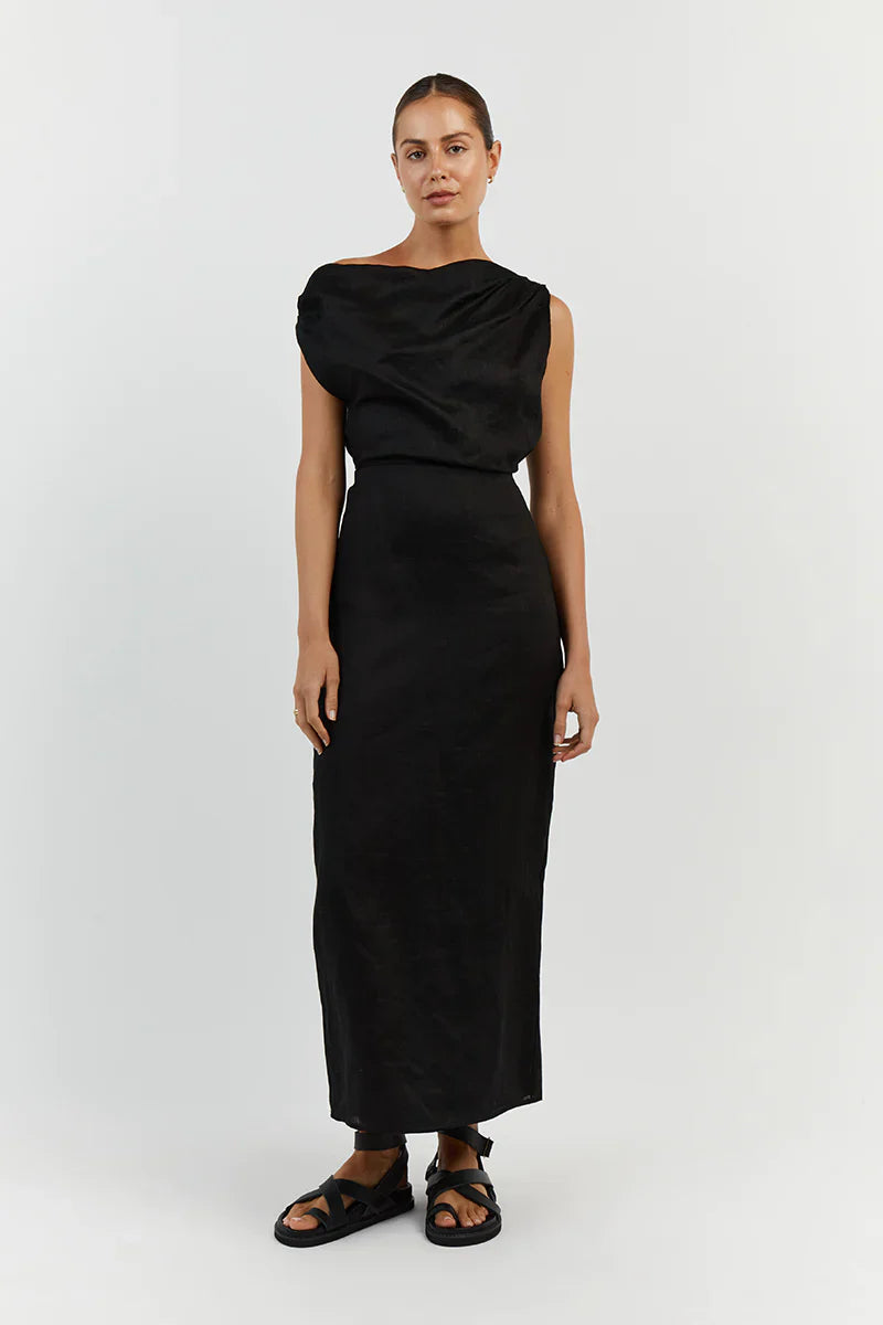 Cass Linen Midi - Black (8)