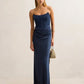 Isra Drape Strapless Maxi Dress - Navy