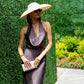 Becca Cowl Halter Satin Gown