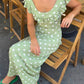 Luna Dress Polka Dots - Green + White spot