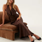 Becca Cowl Halter Satin Gown