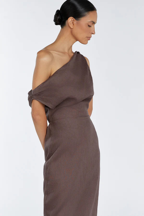 Cass Linen Midi - Chocolate