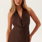 Becca Cowl Halter Satin Gown