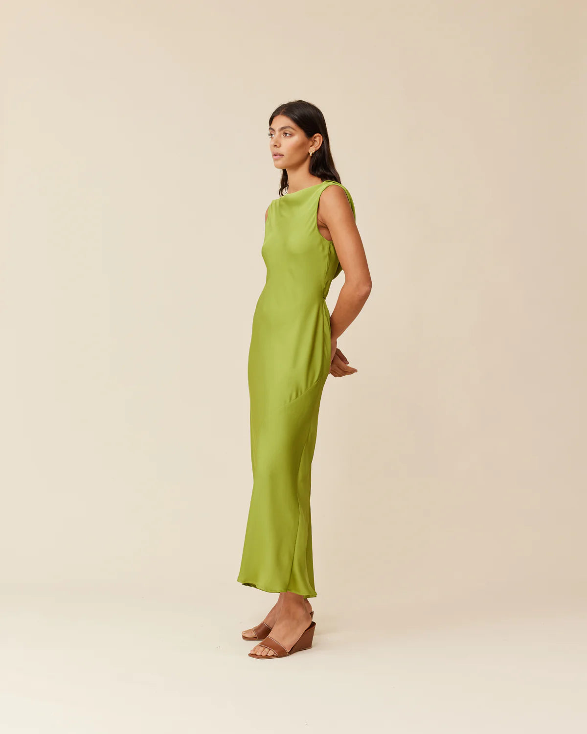 Firebird Cowl Gown Pea Green