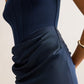 Isra Drape Strapless Maxi Dress - Navy