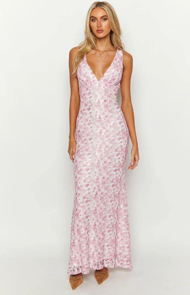 Farida Pink Lace Maxi