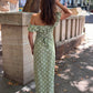 Luna Dress Polka Dots - Green + White spot