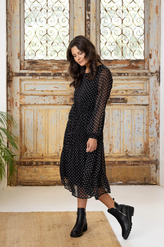 Mariella Shirred Detail Polka Dot