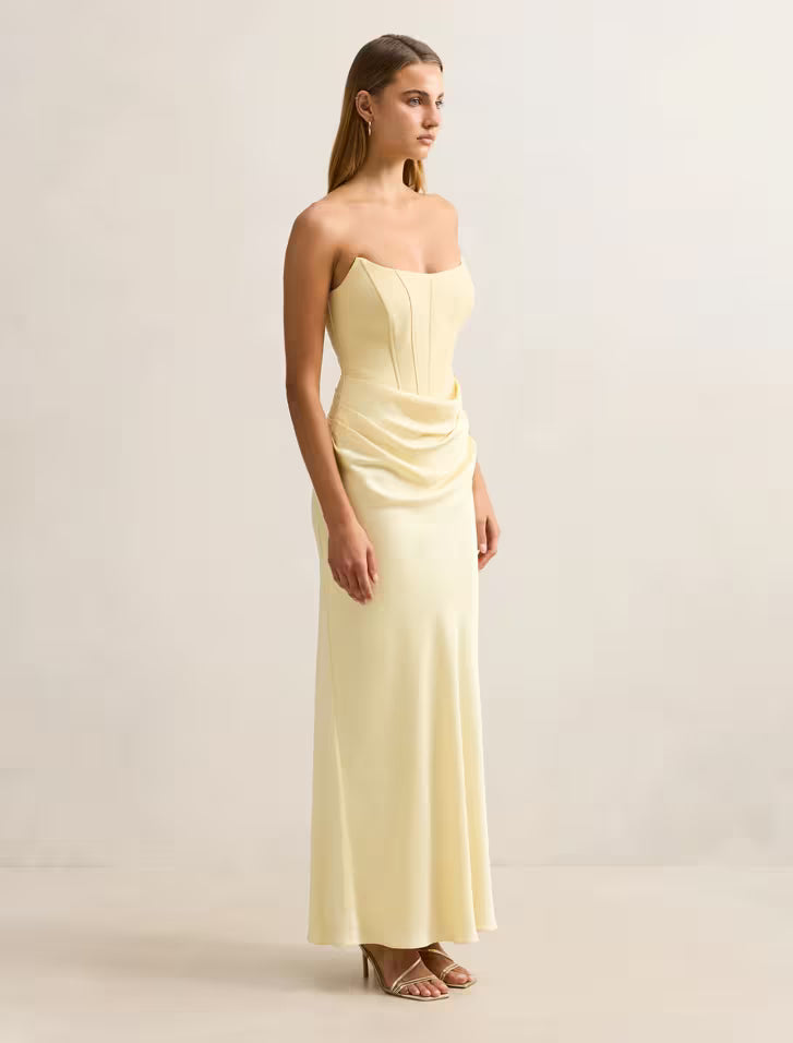 Isra Drape Strapless Maxi Dress