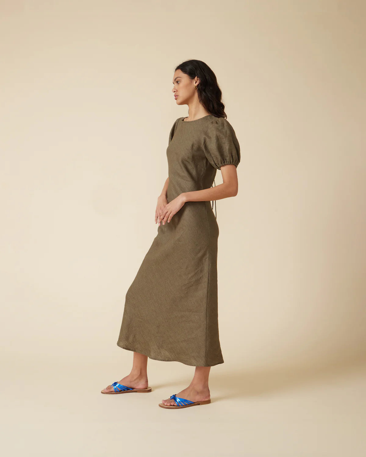 Kos Linen Midi - Khaki