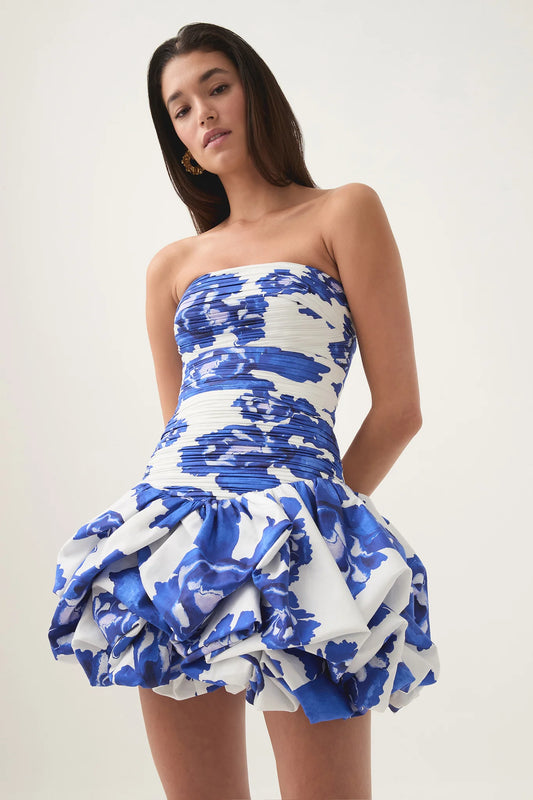 Violette Bubble Hem Mini - Boldly Blooming Coblat