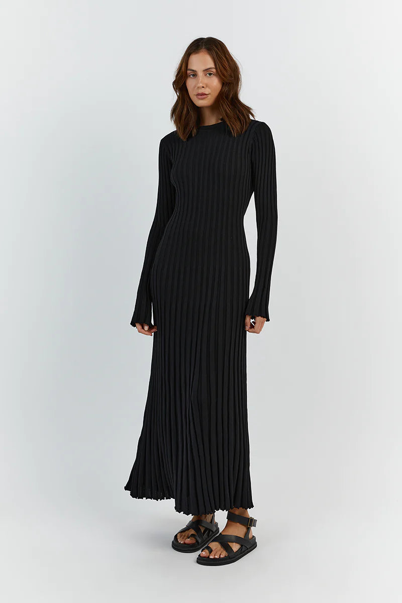 Ada Long Sleeve Midi - Black