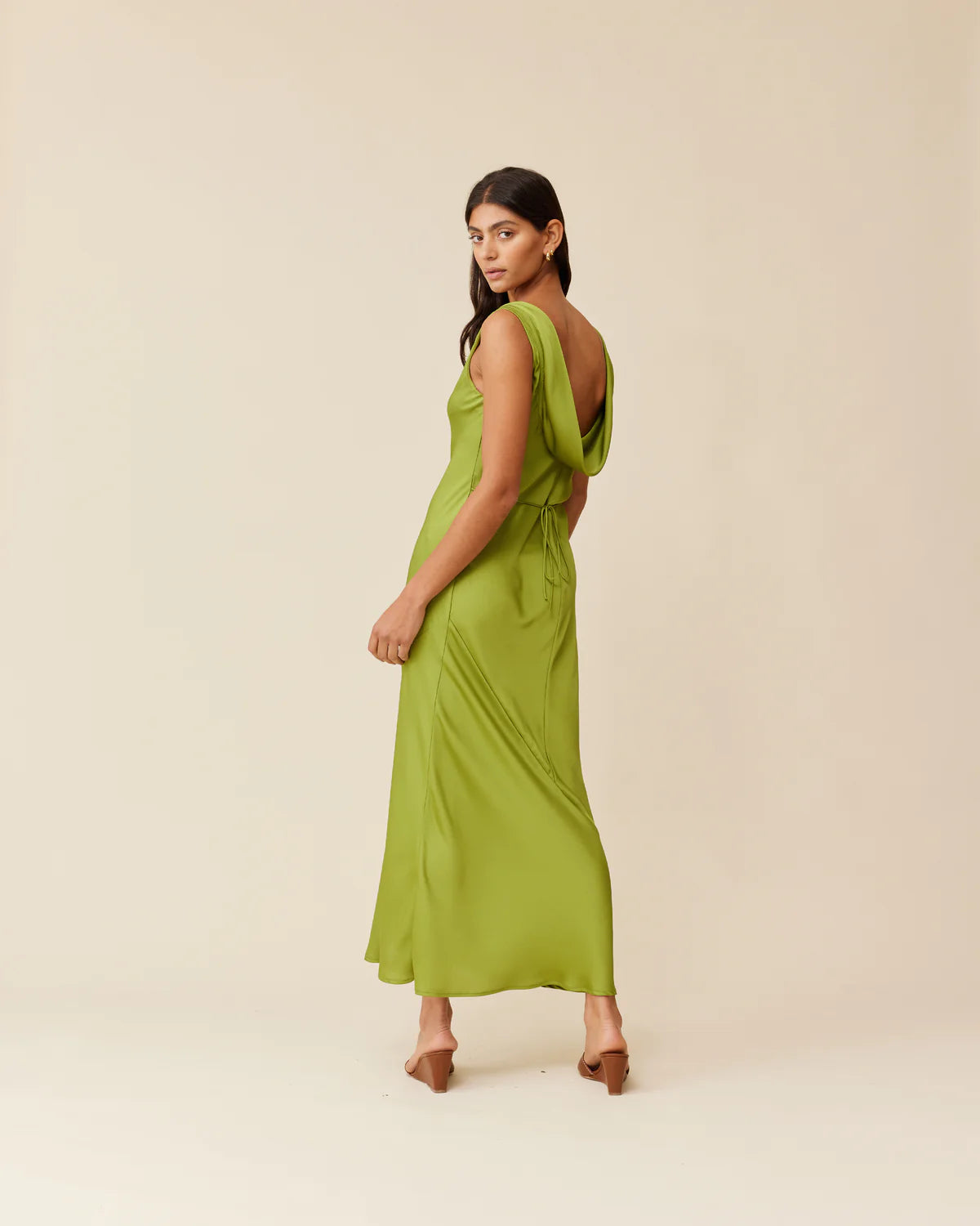 Firebird Cowl Gown Pea Green