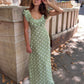 Luna Dress Polka Dots - Green + White spot