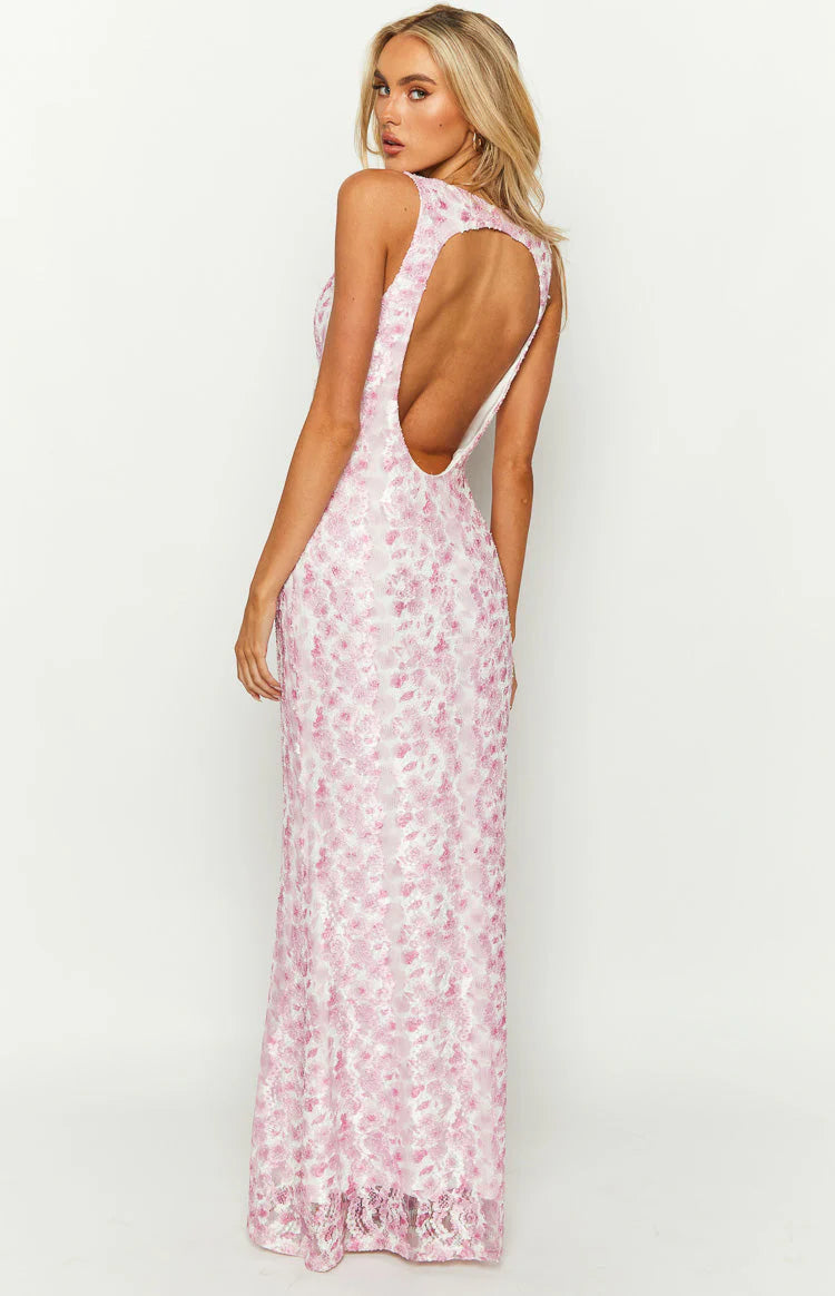 Farida Pink Lace Maxi