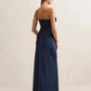 Isra Drape Strapless Maxi Dress - Navy