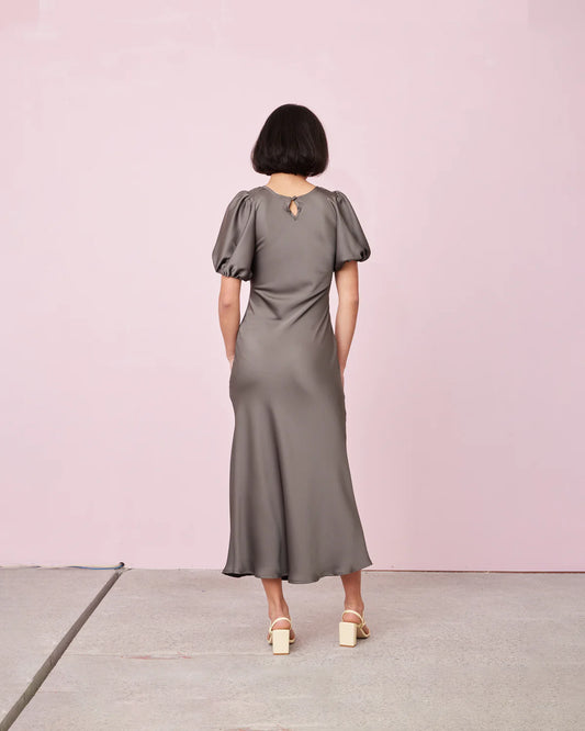 Kendall Satin dress - Charcoal