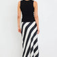 Fiery Black White Stripe Satin Bias Maxi Skirt