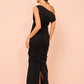 Issy One Shoulder Midi - Black