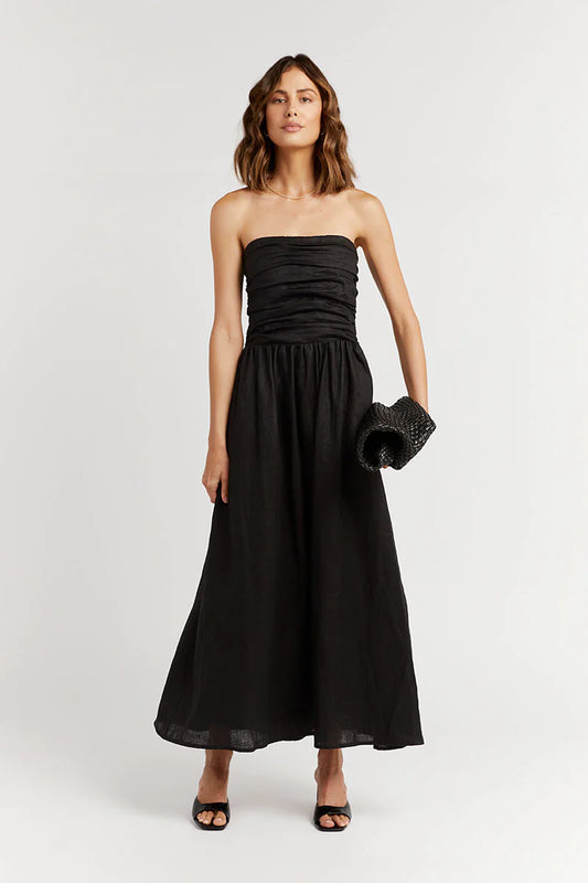 Lexi Linen Midi - Black