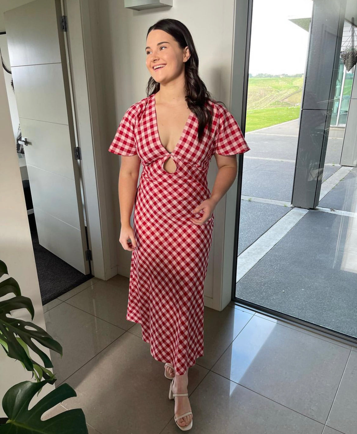 Clover Midi - Red Gingham